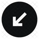 Circle Arrow Down Left Trailing Fill Sharp Icon