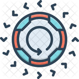 Circular Icon - Download in Colored Outline Style