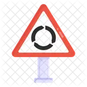 Circular Intersection Road Post Traffic Board Icon