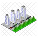 Isometric City Building Icon