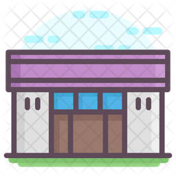 City Library Building Icon - Download in Colored Outline Style