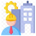 Civil Engineering Gear Building Icon