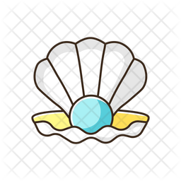 Clam with pearl Icon - Download in Colored Outline Style