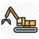 Clamshell Excavator Forestry Heavy Machinery Icon
