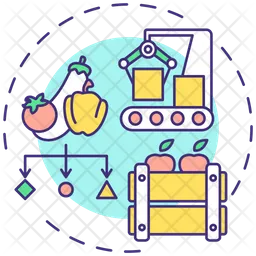 Clasificación y embalaje de productos.  Icono