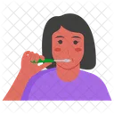 Cleaning Teeth Girl Student Icon