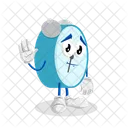 Clock Logo Mascot Goodbye Pose Icon