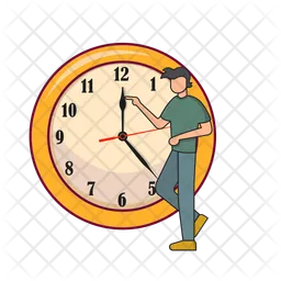 Clock time with person  Icon