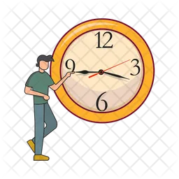 Clock time with person  Icon