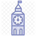 Clock Tower Duotone Line Icon Icon