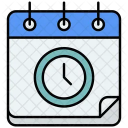 Clock With Calendar  Icon