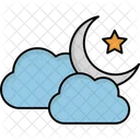 구름과 달 날씨 구름 아이콘