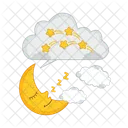 Cloud Moon Sleep With Star  Icon