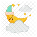 Cloud Moon Sleep With Star  Icon