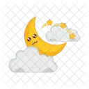 Cloud Moon With Star  Icon