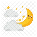Cloud Moon With Star  Icon