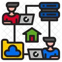 Cloud Server Worker Work From Home Icon