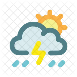 Cloud Sun Lightning  Icon