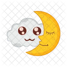 Cloud With Moon Sleep  Icon