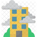 Cloudy Building Skyscraper Foggy Skyline Icon