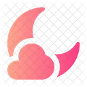 Cloudy Moon Weather Crescent Moon Icon