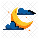 Weather Cloudy Moon Night View Symbol