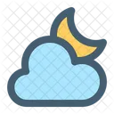 Cloudy Night Moon Crescent Icon