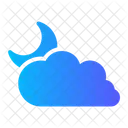 Cloudy Night Half Moon Crescent Moon Icon