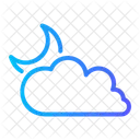 Cloudy Night Half Moon Crescent Moon Icon