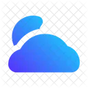 Cloudy Night Half Moon Cloud Icon