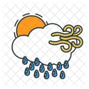 Sunny Rain Wind Weather Sun Icon