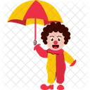 Clown Parapluie Joyeux Icône