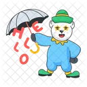 Clown Umbrella Clown Bear Circus Clown Icon