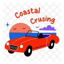 Coastal Cruising Convertible Car Driving Icon