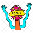 Vibrant Beach Sign Illustration Seaside Signage Coastal Marker 아이콘