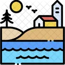 Coastal Village Town Sea Icon