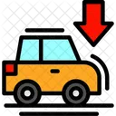 Coche Con Flecha Hacia Abajo Vehiculo Apuntando Hacia Abajo Simbolo De Direccion Del Coche Icono