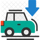 Coche Con Flecha Hacia Abajo Vehiculo Apuntando Hacia Abajo Simbolo De Direccion Del Coche Icono