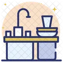 Cocina Limpia Cubiertos Limpios Fregadero Limpio Icono