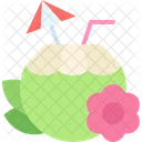 Coconut Drink Fresh Straw Icon