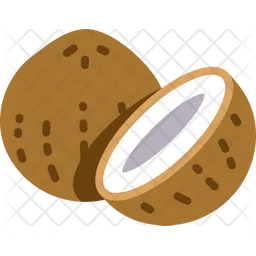 Coconut Shell And Half Cut  Icon