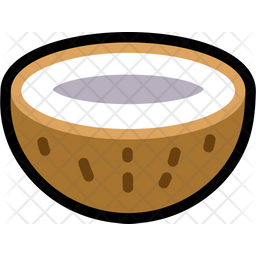 Coconut Shell Half Cut Icon - Download in Colored Outline Style