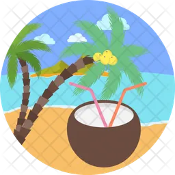 Coconut sip on beach  Icon