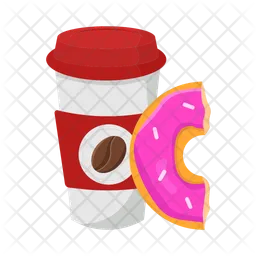 Coffee cup and donut  Icon