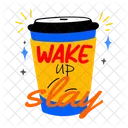 Coffee Wake Up Typography Icon