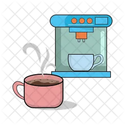 Coffee maker with glass coffee drink  Icon