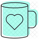 Coffee Mug With Heart Color Shadow Thinline Icon Icon
