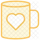 Coffee Mug With Heart Duotone Line Icon Icon