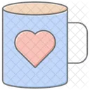 Coffee Mug With Heart Lineal Color Icon Icon