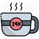 Coffee Shop 24 Hours 24 Hours Service Icon